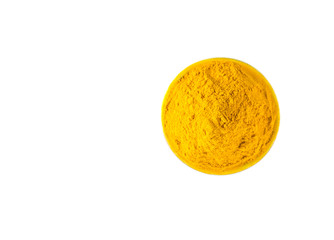 Turmeric powder over white background
