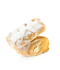 Fresh and tasty croissant isolated on white background.