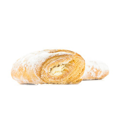 Fresh and tasty croissant isolated on white background.