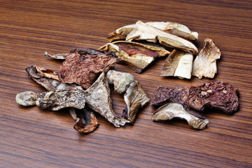 Dried mushrooms mix on the table
