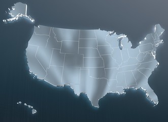 Map of USA. 3D render. Include Hawaii and Alaska.