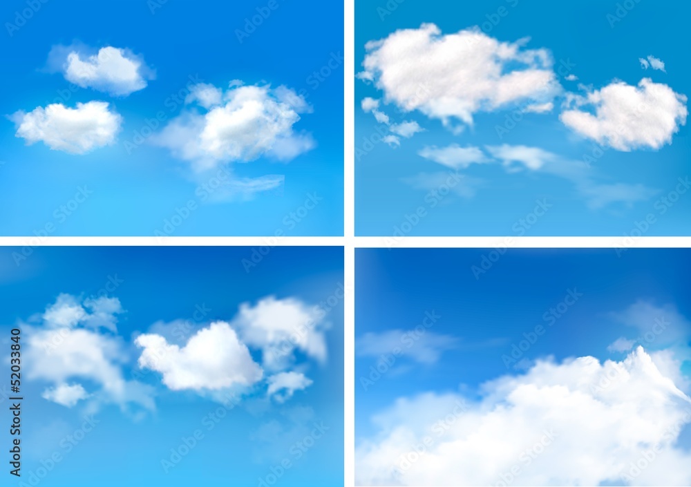 Poster blue sky with clouds. vector backgrounds.
