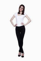 Fototapeta premium Young confident woman looking at camera