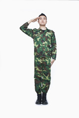 Fototapeta premium Man in military uniform saluting