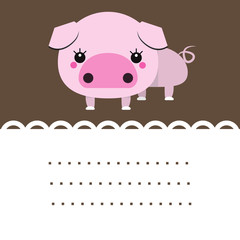 Cute vector piggy. Place for your text.