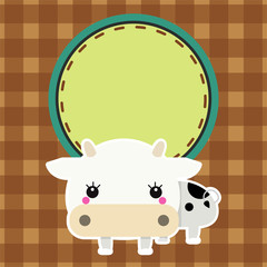 Cute friendly cow. Place for your text.