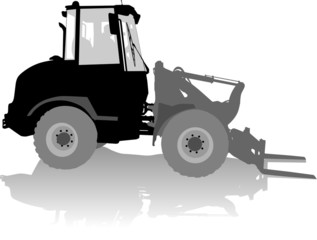 Vector silhouette of a tractor of road service
