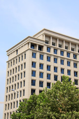 high rise building in the blue sky