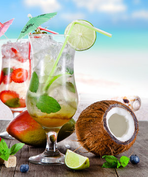 Summer drinks on the beach