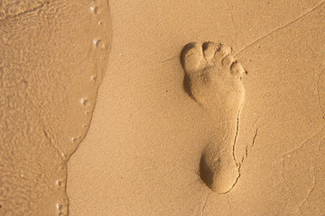 Footsteps in sandy on the beach