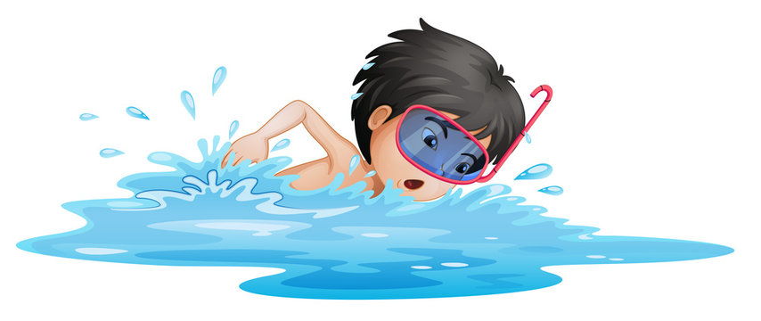 A little boy swimming