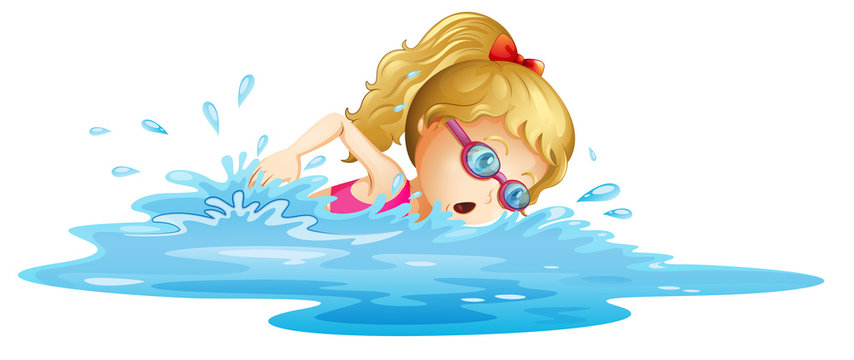 A young girl swimming