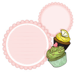 An empty stationery with cupcakes