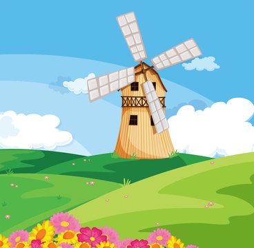 A windmill above the hill