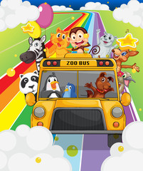 Fototapeta na wymiar A zoo bus full of animals
