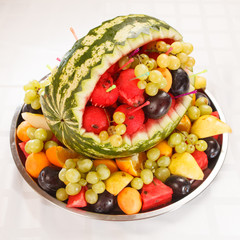 fruit salad in watermelon