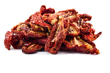 Delicious Dried tomatoes on white background