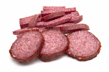 Salami smoked sausage slices