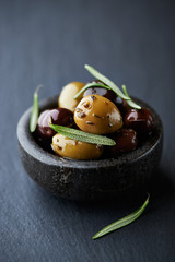 Marinated olives with herbs