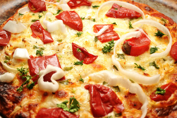 Cooked Roasted Red Pepper Pizza