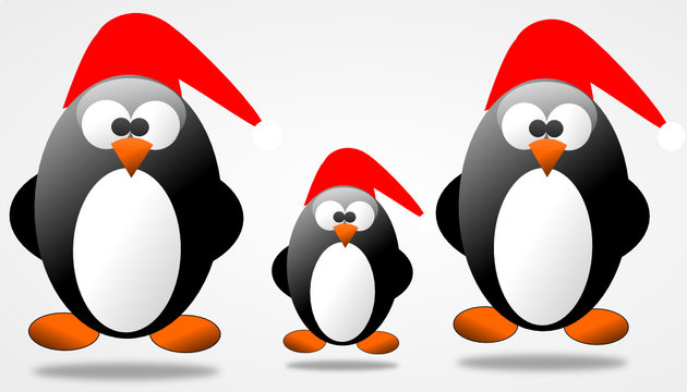 Christmas penguin family