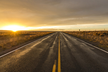 Sunset on Long Highway in Utah