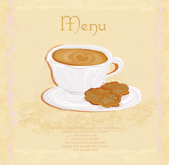 Cup of coffee with abstract design elements