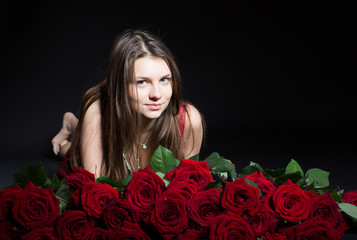 beautiful girl with roses