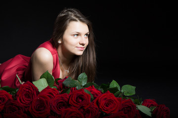 beautiful girl with roses