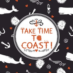 Hipster seamless pattern with marine elements