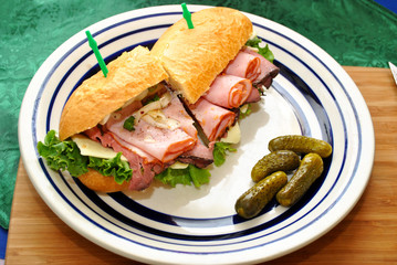 Deli Sandwich Served with Pickles