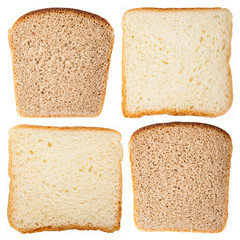Slices of white and rye bread
