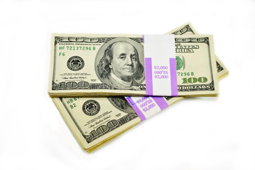 Isolated 100 Dollar Bills
