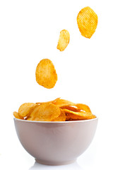 Potato chips isolated on white