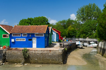 Colorful wooden cabins