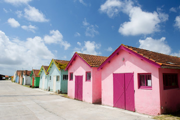Colorful wooden cabins