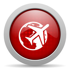 Obraz premium travel red circle web glossy icon