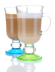 Layered coffee isolated on white