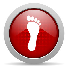 footprint red circle web glossy icon