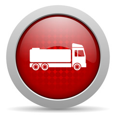 truck red circle web glossy icon