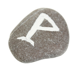 Fortune telling  with symbols on stone isolated on white