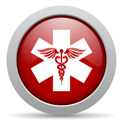 caduceus red circle web glossy icon