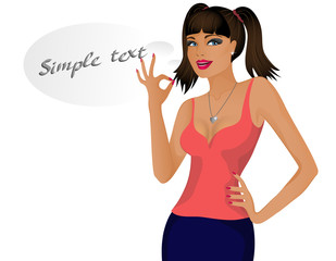 beautiful and cheerful girl at which everything is fine