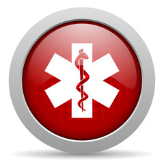 caduceus red circle web glossy icon