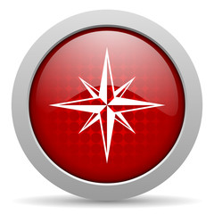 compass red circle web glossy icon
