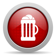 beer red circle web glossy icon