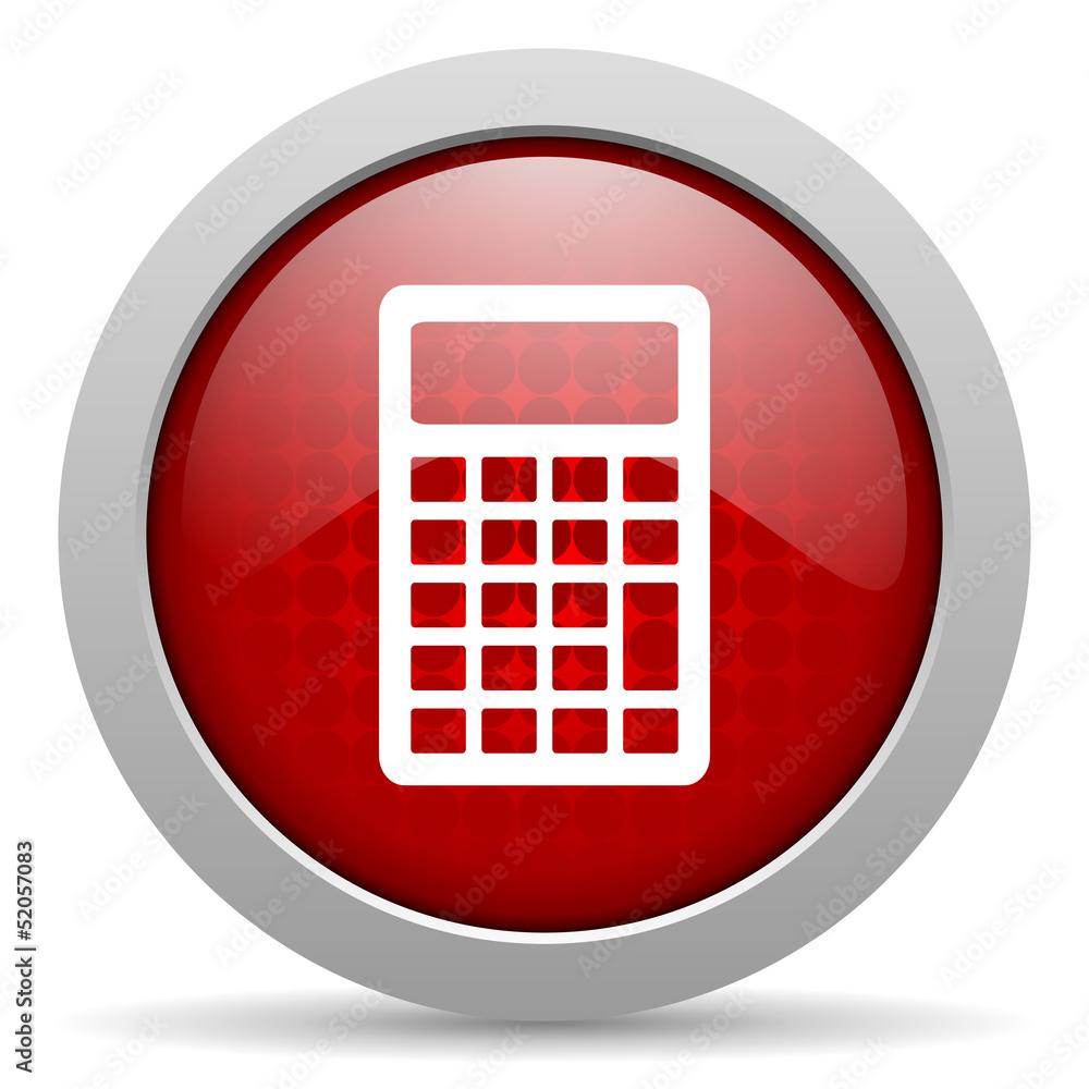 Poster calculator red circle web glossy icon