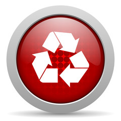 recycle red circle web glossy icon