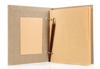 Beautiful old notebook isolated on white
