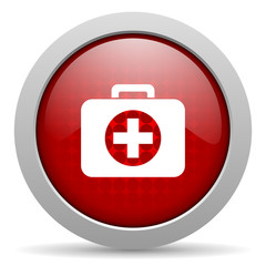 Fototapeta premium first aid kit red circle web glossy icon